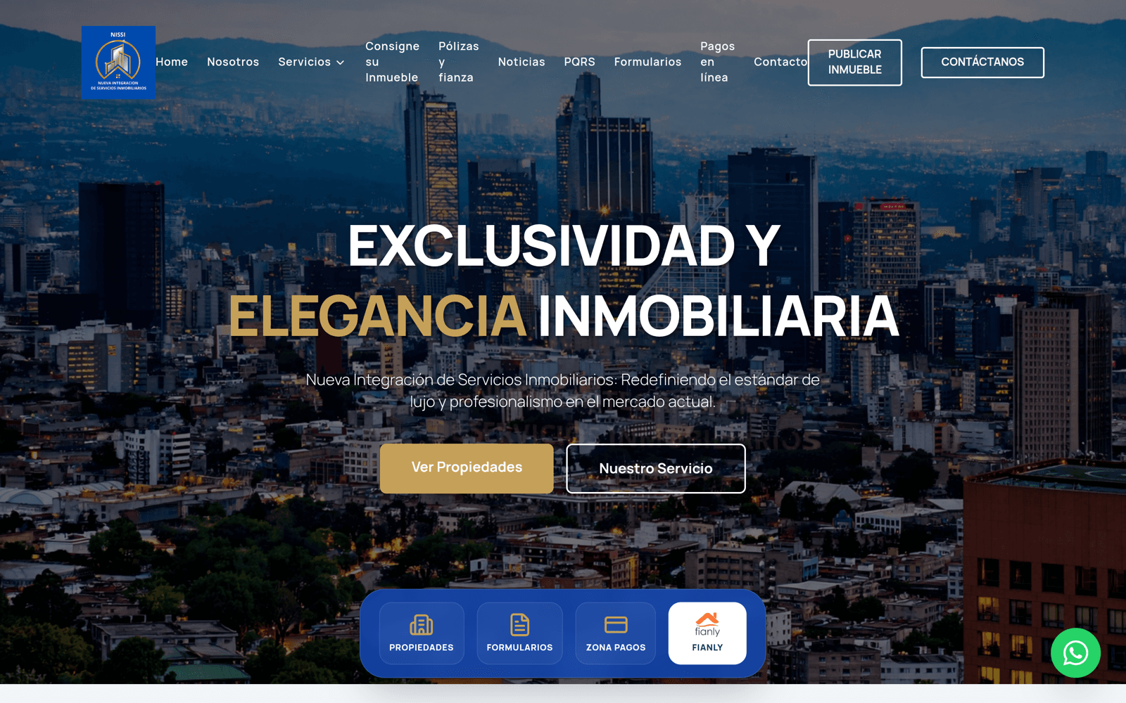 Captura del sitio web de Inmobiliaria Nissi